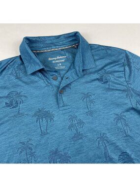 Tommy Bahama IslandZone Polo Shirt Men’s L Palm Tree Jacquard Golf Lightweight